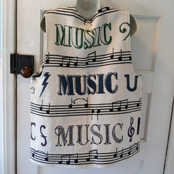 Music notes cardigan vest - Picture 2 of 2